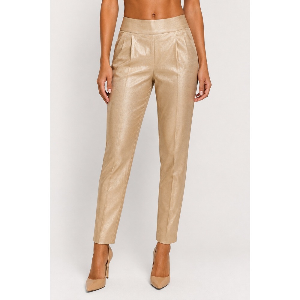 Meshki High-Waist Tailored Pants Champagne Gold Size US 6